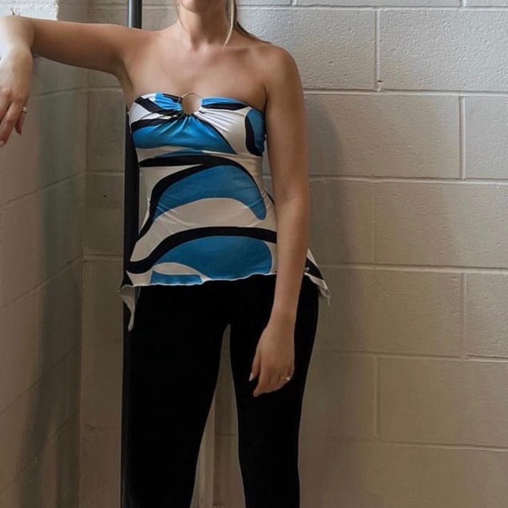 nwt blue white and black tube top